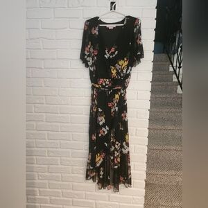 Black with floral plus sided dress